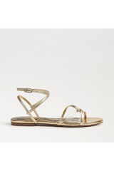 Lavender Ellina Strappy Sandal | Amber Gold Leather Sandal