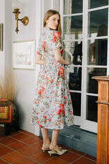 Gray Drew Midi Dress in Battersea Floral Print Midi Dress