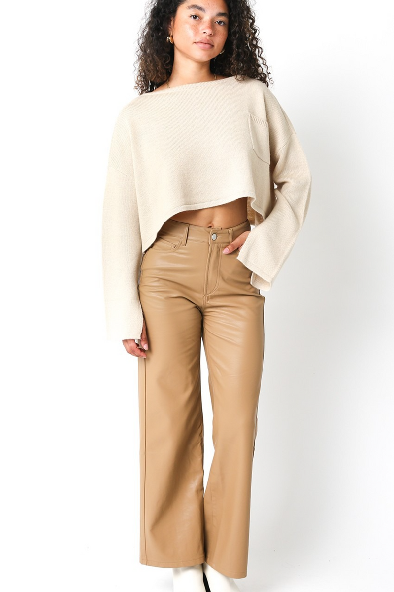 Beige Betty Cropped Sweater Sweater