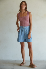 Gray Bessie Jacquard Square Tank Tank