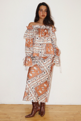 Light Gray Wild West Whirl Maxi Skirt Maxi Skirt