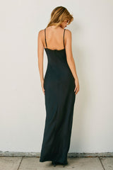 Light Gray Midnight Sonnet Satin Maxi Dress Maxi Dress