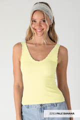 Light Gray Brandi Scallop Edge Tank Top Tank