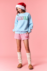 Light Pink Holly Jolly Embroidered Fleece Sweatshirt Sweatshirt