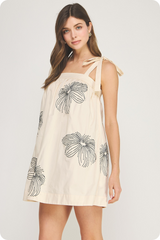 Antique White Cotton Bloom Mini Dress Mini Dress
