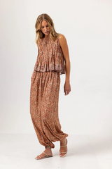 Lavender Elisse Balloon Joggers in Floral Vine Pant
