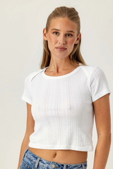 Antique White Pointelle Baby Brother Tee Top