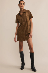 Gray Kellie Faux Suede Mini Dress Mini Dress