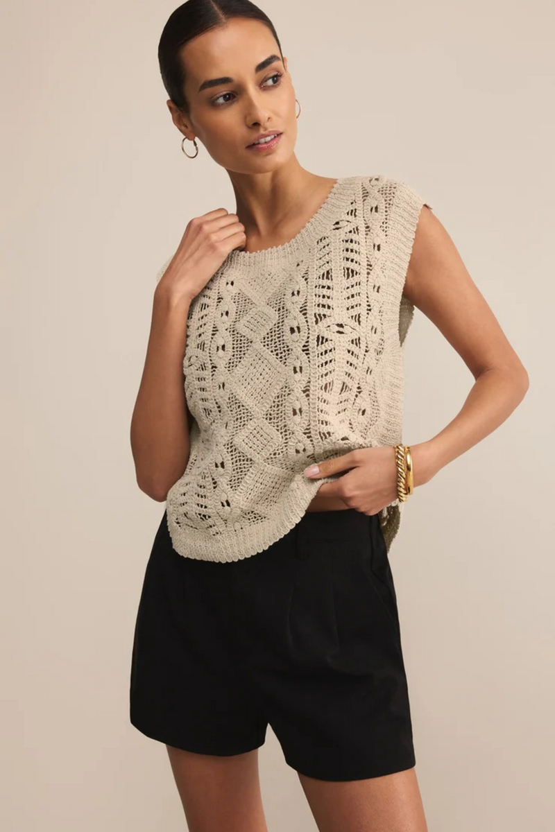 Gray Baroque Crochet Sweater Top Sweater Vest