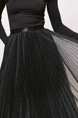 Black Roma Sparkle Skirt Midi Skirt
