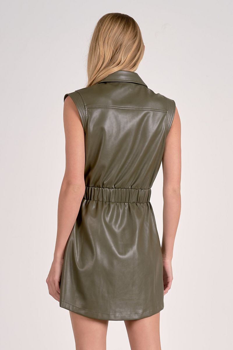 Light Gray Melrose Faux Leather Mini Dress Mini Dress