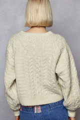 Gray USA Flag Contrast Stitch Sweater Knit Top Sweater