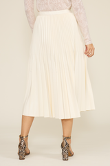 Antique White Billie Pleated Skirt Midi Skirt