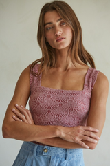 Dim Gray Bessie Jacquard Square Tank Tank