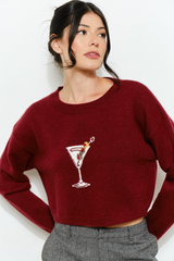 Dark Red Merry Martini Sweater Sweater