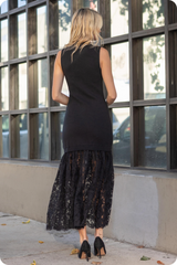 Light Slate Gray Lovell Lace Contrast Midi Dress Midi Dress