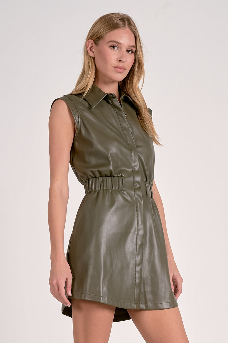 Light Gray Melrose Faux Leather Mini Dress Mini Dress
