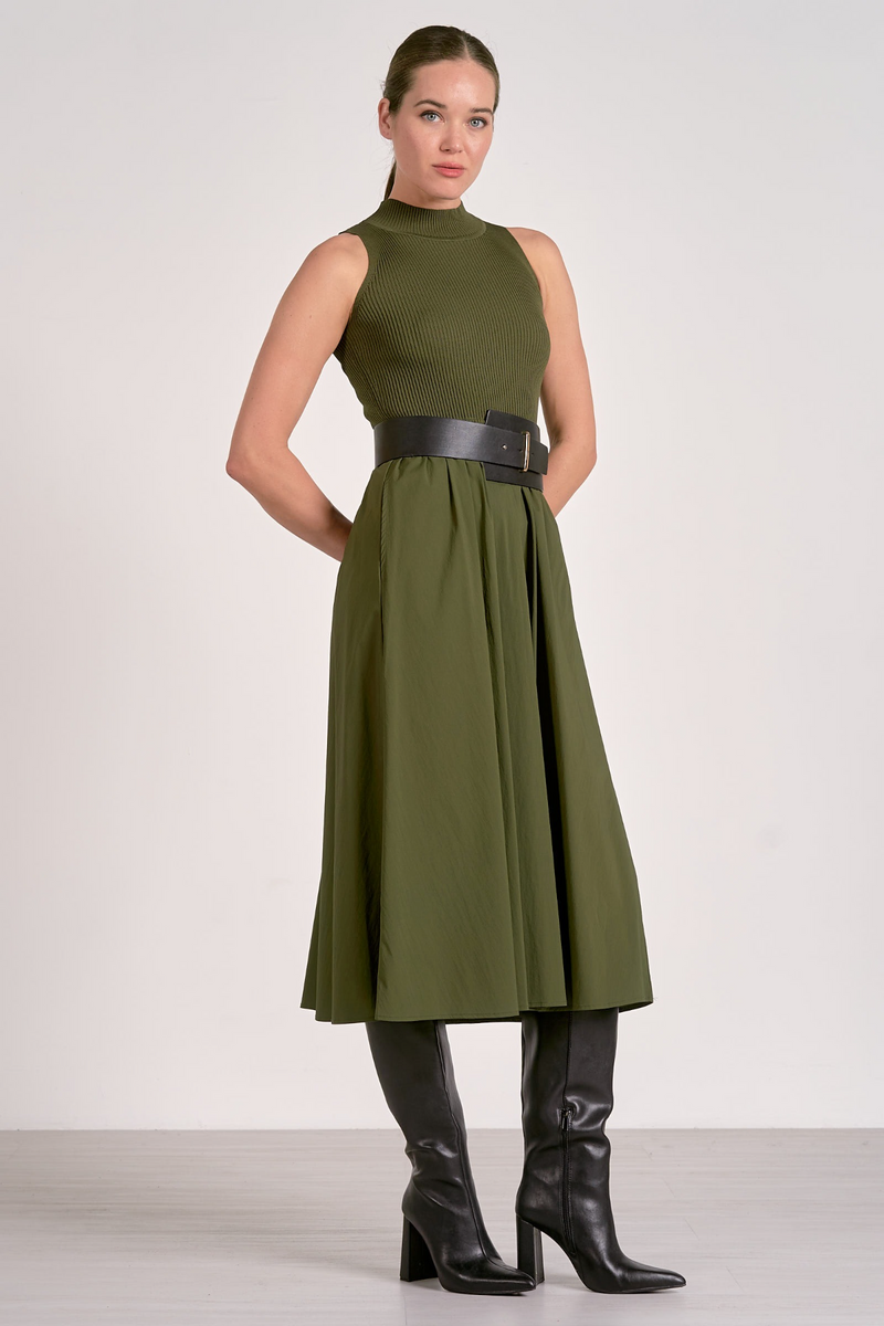Light Gray Nova Mock Neck Midi Dress Midi Dress
