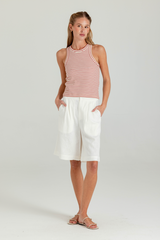 Light Gray Stripe Tina Tank in Regatta Stripe Tank Top