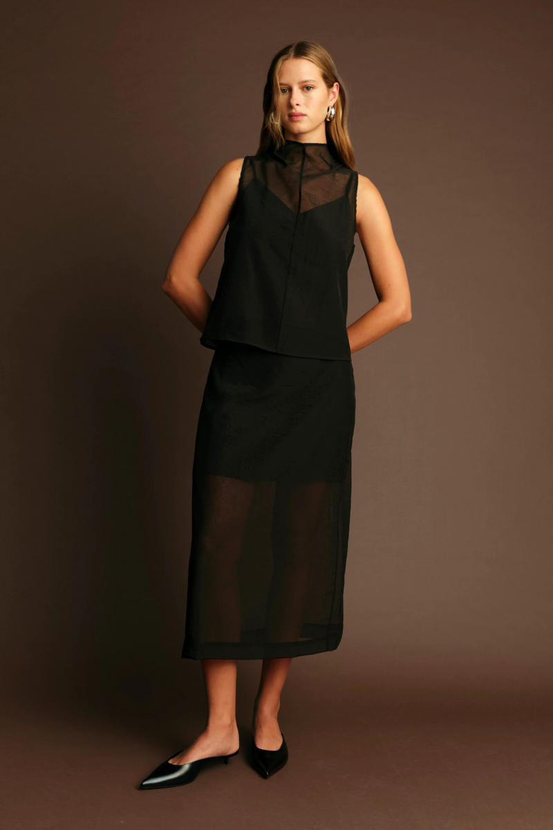 Dark Slate Gray Hugh Sheer Top Top