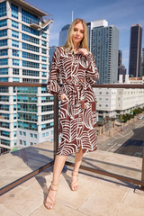 Gray Gathers Neck Midi Dress Midi Dress