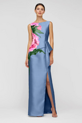 Light Gray Luciana | Column Gown Formal Gown