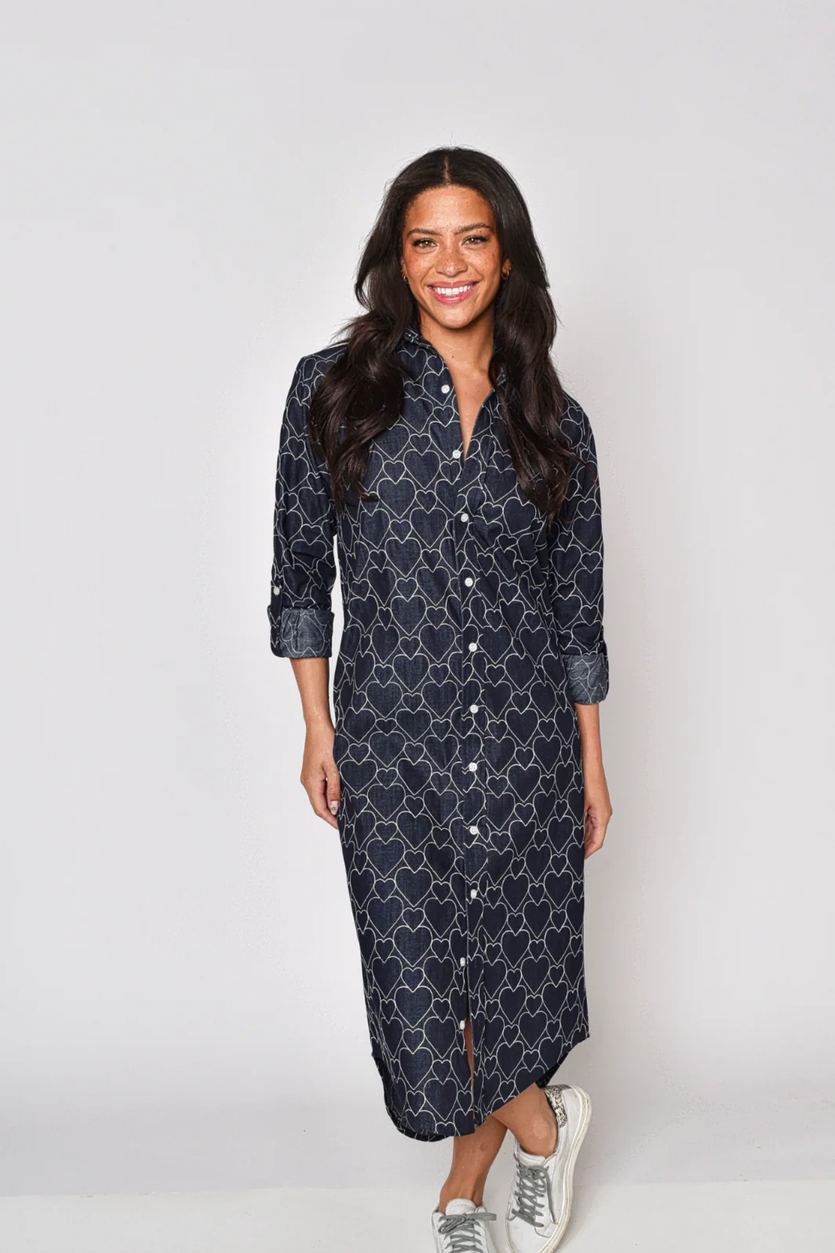 Denim Heart Girlfriend Midi Dress S