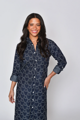 Light Gray Denim Heart Girlfriend Midi Dress Midi Dress