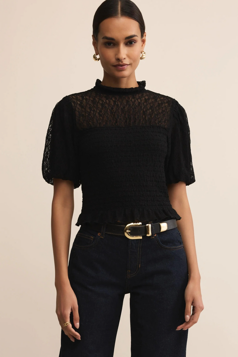 Light Gray Glimpse Lace Top Top