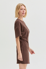 Lavender Erin Elbow Sleeve Ruched T-Shirt Mini Dress Mini Dress