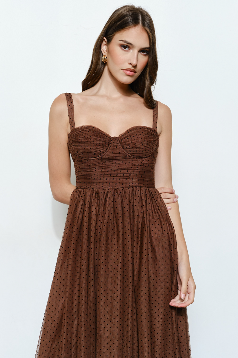 Lavender Dotted In Love Tulle Bustier Midi Dress Midi Dress