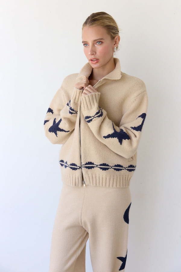 Light Gray Harvest Zip Sweater Jacket Jacket