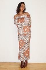 Antique White Wild West Whirl Maxi Skirt Maxi Skirt