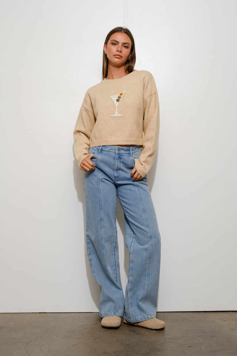 Light Gray Merry Martini Sweater Sweater
