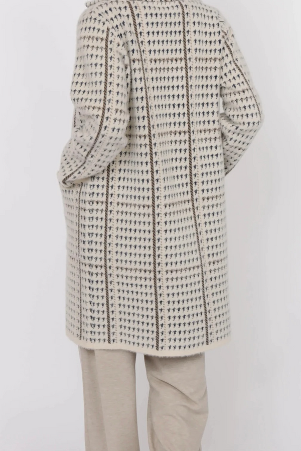 Light Gray Marceau Houndstooth Coat Coat