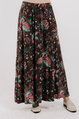 Light Gray Lexi Midi Skirt in Charlotte Floral Print Midi Skirt