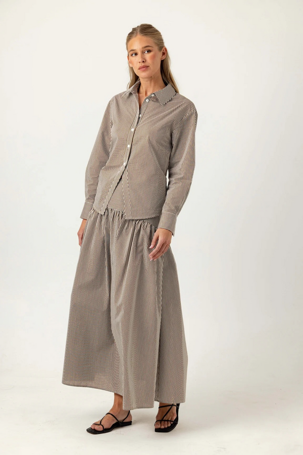 Antique White Striped Celeste Skirt Maxi Skirt