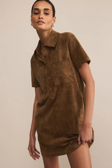 Dark Olive Green Kellie Faux Suede Mini Dress Mini Dress