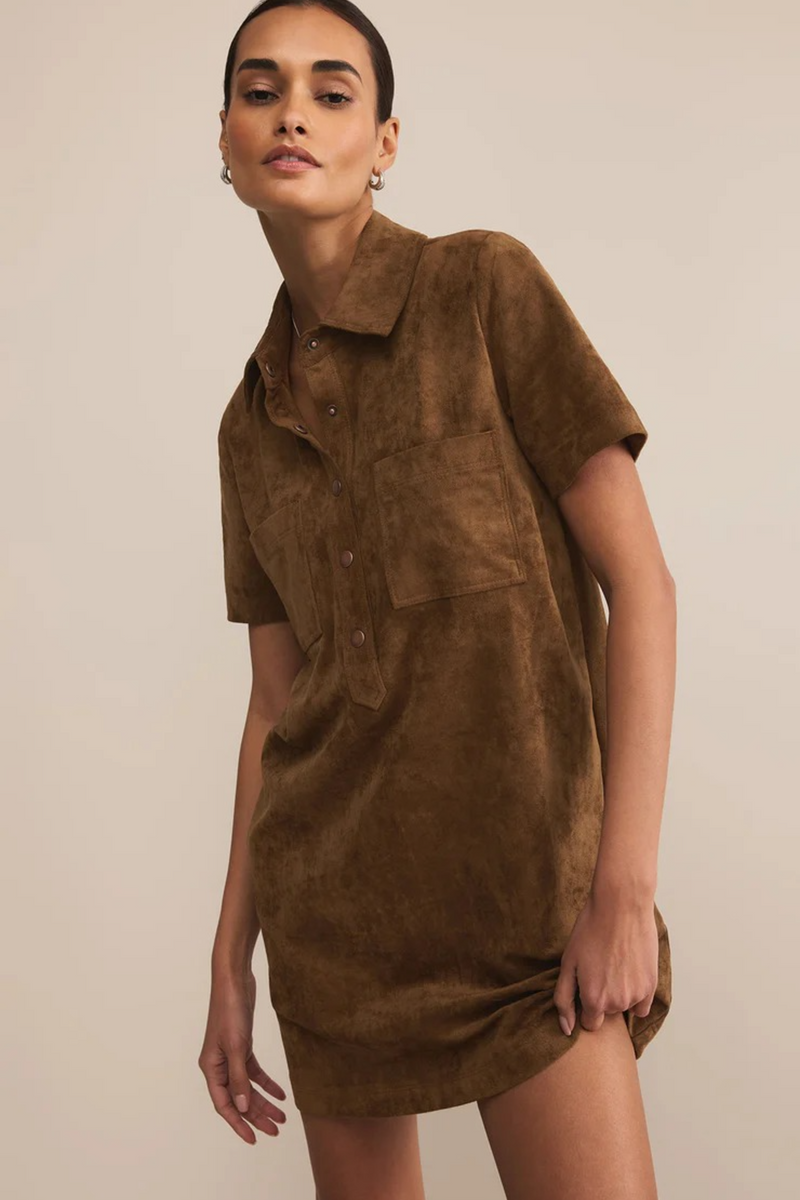 Dark Olive Green Kellie Faux Suede Mini Dress Mini Dress