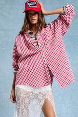 Light Steel Blue Page Oversized Gingham Shirt Shirt