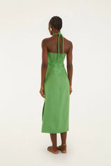 Dark Sea Green Green Palm Tree Embroidery Sleeveless Midi Dress Midi Dress