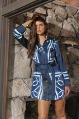 Dim Gray Jaxie Abstract Print Belt Shirt Dress Mini Dress