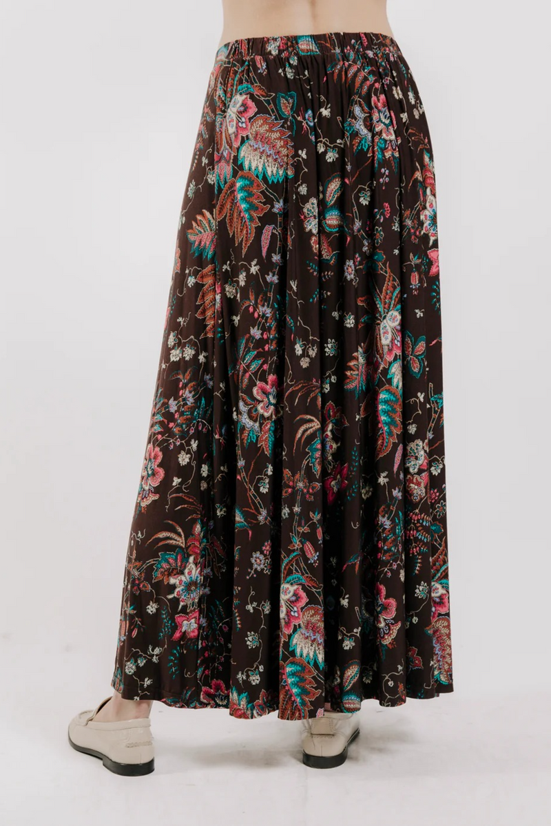Light Gray Lexi Midi Skirt in Charlotte Floral Print Midi Skirt