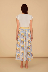 Tan Kit Skirt in La Puerta Azul Midi Skirt