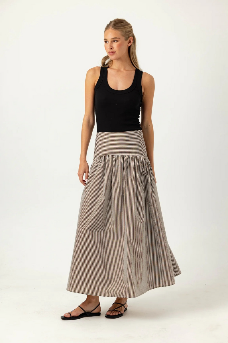 Antique White Striped Celeste Skirt Maxi Skirt
