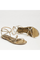 Lavender Ellina Strappy Sandal | Amber Gold Leather Sandal