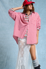 Light Steel Blue Page Oversized Gingham Shirt Shirt