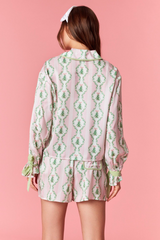 Light Pink Christmas Satin Gingham Pj Set Pajamas
