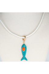 Lavender Leather Fish Necklace - Coconut Blue Necklace
