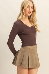 Antique White Ragan V Neck Top Top